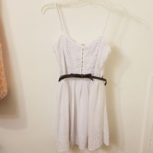 White Doily Dress with Gray Bow Belt